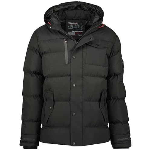 Geographical Norway Aldesto Men - Winterjacke Herren Warme Steppung Mann Herbst Winter - Warme Manteljacke leicht Kapuze - Daunenjacke Windstopper Langarm Polsterung - Männer (Schwarz 3XL) von Geographical Norway