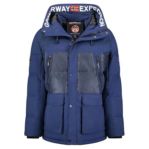 Geographical Norway Alegrou Men - Winterjacke Herren Warme Steppung Mann Herbst Winter - Warme Manteljacke leicht Kapuze - Daunenjacke Windstopper Langarm Polsterung - Männer (Marineblau M) von Geographical Norway