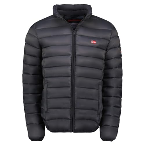 Geographical Norway Amigolor Men Basic - Warme Kapuzenjacke Ärmellose Steppjacke Herren - Warme Manteljacke Gefüttert Herren - Windjacke Frühling Herbst Winter (Schwarz L) von Geographical Norway