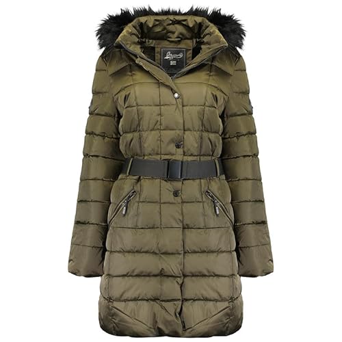 Geographical Norway Anemone Lady - Winterjacke Damen Warme Steppung Mann Herbst Winter - Warme Manteljacke leicht Kapuze - Daunenjacke Windstopper Langarm Polsterung - Frauen (Khaki L) von Geographical Norway