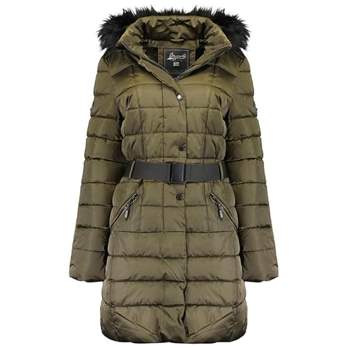 Geographical Norway Anemone Lady - Winterjacke Damen Warme Steppung Mann Herbst Winter - Warme Manteljacke leicht Kapuze - Daunenjacke Windstopper Langarm Polsterung - Frauen (Khaki S) von Geographical Norway