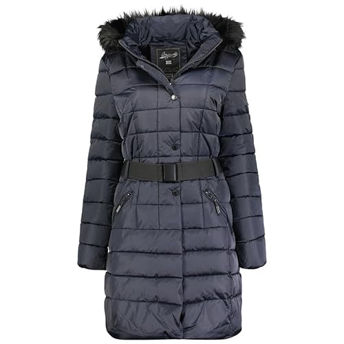Geographical Norway Anemone Lady - Winterjacke Damen Warme Steppung Mann Herbst Winter - Warme Manteljacke leicht Kapuze - Daunenjacke Windstopper Langarm Polsterung - Frauen (Marineblau L) von Geographical Norway