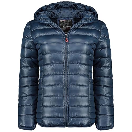 Geographical Norway Annecy Hood Lady - Winterjacke Damen Warme Steppung Mann Herbst Winter - Warme Manteljacke leicht Kapuze - Daunenjacke Windstopper Langarm Polsterung - Frauen (Marineblau S) von Geographical Norway