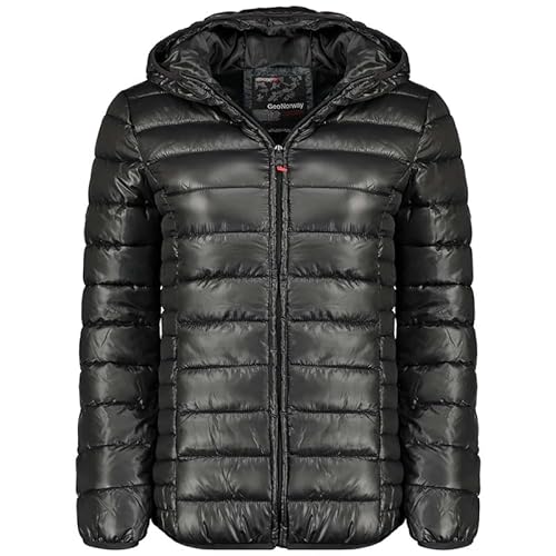 Geographical Norway Annecy Hood Lady - Winterjacke Damen Warme Steppung Mann Herbst Winter - Warme Manteljacke leicht Kapuze - Daunenjacke Windstopper Langarm Polsterung - Frauen (Schwarz S) von Geographical Norway