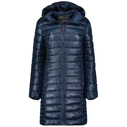 Geographical Norway Annecy Long Hood Lady - Winterjacke Damen Warme Steppung Mann Herbst Winter - Warme Manteljacke leicht Kapuze - Daunenjacke Windstopper Langarm Polsterung - Frauen (Marineblau XXL) von Geographical Norway