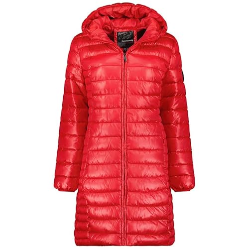 Geographical Norway Annecy Long Hood Lady - Winterjacke Damen Warme Steppung Mann Herbst Winter - Warme Manteljacke leicht Kapuze - Daunenjacke Windstopper Langarm Polsterung - Frauen (Rot M) von Geographical Norway