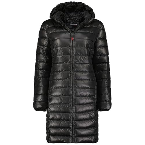 Geographical Norway Annecy Long Hood Lady - Winterjacke Damen Warme Steppung Mann Herbst Winter - Warme Manteljacke leicht Kapuze - Daunenjacke Windstopper Langarm Polsterung - Frauen (Schwarz M) von Geographical Norway