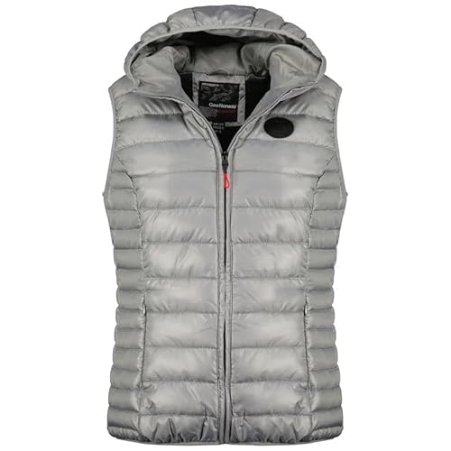 Geographical Norway Annecy Vest Hood Lady - Weste Damen Warme Mann Herbst Winter - Warme Manteljacke leicht Kapuze - Daunenjacke Winterjacke kurze Ärmel Polsterung - Frauen (Hellgrau L) von Geographical Norway