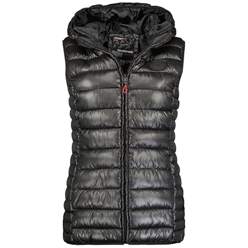 Geographical Norway Annecy Vest Hood Lady - Weste Damen Warme Mann Herbst Winter - Warme Manteljacke leicht Kapuze - Daunenjacke Winterjacke kurze Ärmel Polsterung - Frauen (Schwarz L) von Geographical Norway