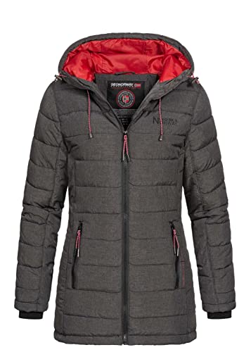Geographical Norway Astana - Damen großer Parka - Warmer Wintermantel - Lange Ärmel und Kragen aus Kunstfell - winterjacke winterparka (Anthrazit XXL) von Geographical Norway