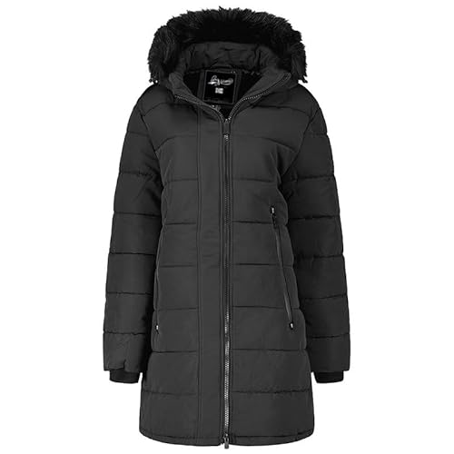 Geographical Norway Autruche Lady - Winterjacke Damen Warme Steppung Mann Herbst Winter - Warme Manteljacke leicht Kapuze - Daunenjacke Windstopper Langarm Polsterung - Frauen (Schwarz M) von Geographical Norway