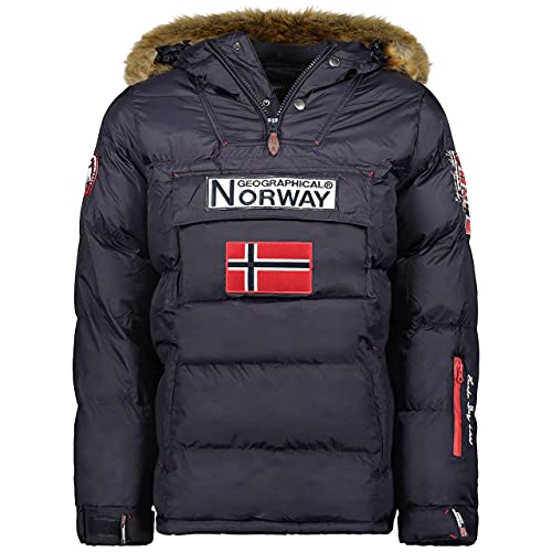 Geographical Norway Bilboquet Men - Parka Kopfpass Heiße Mann Herbst Bienenzüchter - Wasserabweisender Mantel Kapuze Pelz - Windjacke Windjacke Ideal Geschenk (Marine S) von Geographical Norway