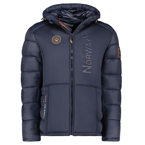 Geographical Norway Bafare Men - Parka Groß Warm Mann Herbst Winter - Dicker Wasserdichter Mantel Wasserabweisend - Outdoor Pelz Kapuzenjacke - Winter Windjacke (Marineblau S) von Geographical Norway