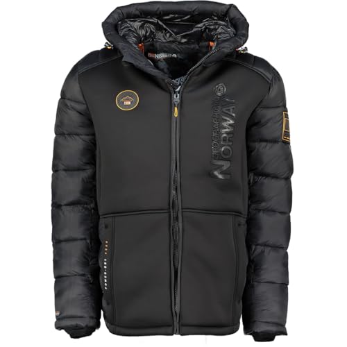 Geographical Norway Bafare Men - Parka Groß Warm Mann Herbst Winter - Dicker Wasserdichter Mantel Wasserabweisend - Outdoor Pelz Kapuzenjacke - Winter Windjacke (Schwarz L) von Geographical Norway