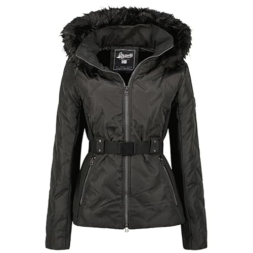 Geographical Norway Barnir Lady - Winterjacke Damen Warme Steppung Mann Herbst Winter - Warme Manteljacke leicht Kapuze - Daunenjacke Windstopper Langarm Polsterung - Frauen (Schwarz L) von Geographical Norway