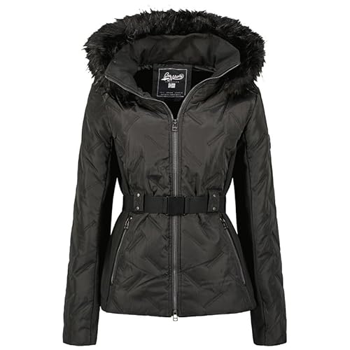 Geographical Norway Barnir Lady - Winterjacke Damen Warme Steppung Mann Herbst Winter - Warme Manteljacke leicht Kapuze - Daunenjacke Windstopper Langarm Polsterung - Frauen (Schwarz M) von Geographical Norway