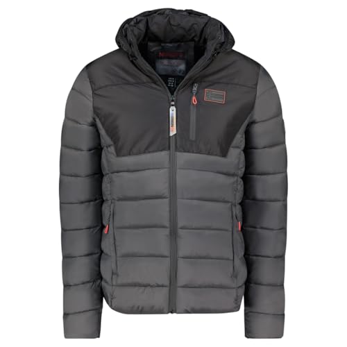 Geographical Norway Batilo Men - Warme Kapuzenjacke Ärmellose Steppjacke Herren - Warme Manteljacke Gefüttert Herren - Windjacke Frühling Herbst Winter (Dunkelgrau/Schwarz XL) von Geographical Norway