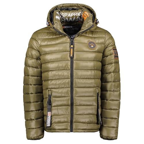 Geographical Norway Bavalny Men - Winterjacke Herren Warme Steppung Mann Herbst Winter - Warme Manteljacke leicht Kapuze - Daunenjacke Windstopper Langarm Polsterung - Männer (Khaki XXL) von Geographical Norway