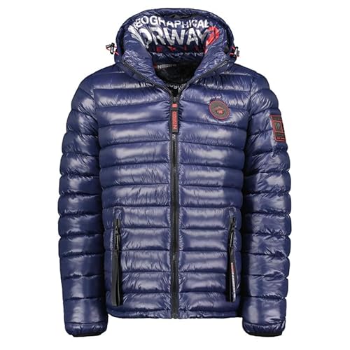 Geographical Norway Bavalny Men - Winterjacke Herren Warme Steppung Mann Herbst Winter - Warme Manteljacke leicht Kapuze - Daunenjacke Windstopper Langarm Polsterung - Männer (Marineblau L) von Geographical Norway