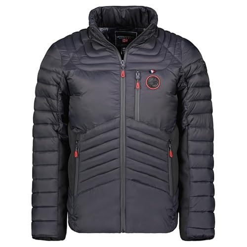 Geographical Norway Bavaroni Men - Winterjacke Herren Warme Steppung Mann Herbst Winter - Warme Manteljacke leicht Kapuze - Daunenjacke Windstopper Langarm Polsterung - Männer (Schwarz L) von Geographical Norway