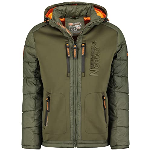 Geographical Norway Beachwood Men - Herren Warme Jacke Gewebe - Dicken Mantel Kapuze Outdoor Pelzmantel - Winterjacke Jacken Outdoor Perfekt Ourdoorjacke (Khaki Orange XXL) von Geographical Norway