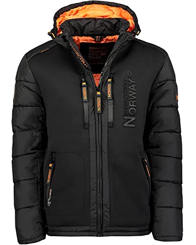Geographical Norway Beachwood Men - Winterjacke Hooded Herren Parka - Warme Daunenjacken Steppjacke - Jacke Wattierung Warm Futter (Schwarz XL) von Geographical Norway