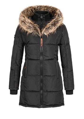 Geographical Norway Beautiful Lady Distribrands - Warme Damen Parka - Mantel mit Kunstpelz Kapuze - Winter Wind Jacke - Lange Jacke winterjacke (Schwarz L - Größe 3) von Geographical Norway