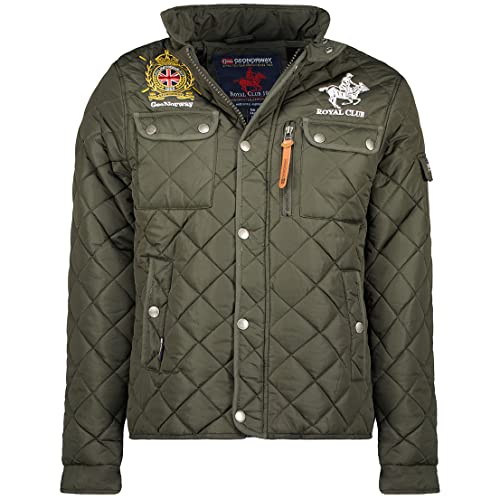 Geographical Norway Belificio Men - Warme, gesteppte Daunenjacke für Herren - Jacke mit warmem Winterfutter für Herren - Windjacke mit langen Ärmeln (Khaki S) von Geographical Norway