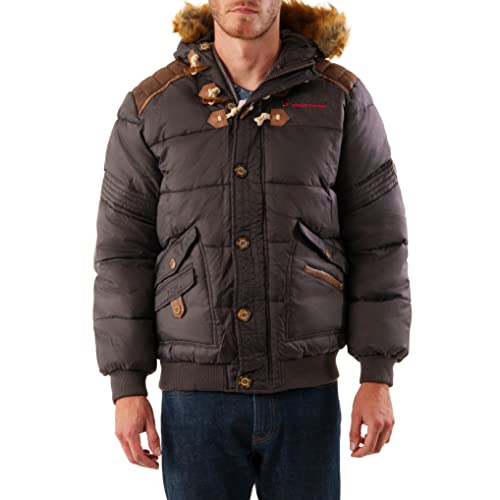 Geographical Norway Belphegore Men - Men's Autumn Winter Padded Jacket - Comfortable Warm Coat Lining - Long Sleeve Windbreaker Jacket - Casual Men (Dark grey L) von Geographical Norway