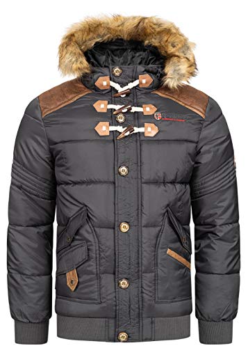Geographical Norway Belphegore Men - Men's Autumn Winter Padded Jacket - Comfortable Warm Coat Lining - Long Sleeve Windbreaker Jacket - Casual Men (Dark grey M) von Geographical Norway
