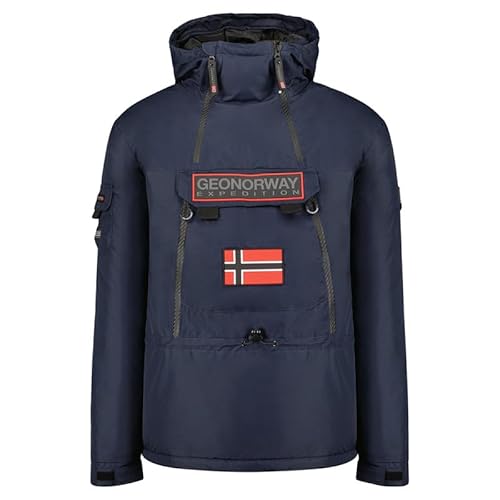 Geographical Norway Benyamine Men - Winterjacke Herren Warme Steppung Mann Herbst Winter - Warme Manteljacke leicht Kapuze - Daunenjacke Windstopper Langarm Polsterung - Männer (Marineblau L) von Geographical Norway