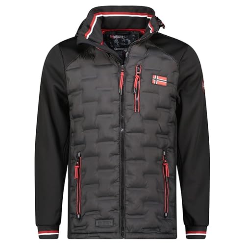 Geographical Norway Betom Men - Winterjacke Herren Warme Steppung Mann Herbst Winter - Warme Manteljacke leicht Kapuze - Daunenjacke Windstopper Langarm Polsterung - Männer (Schwarz XL) von Geographical Norway