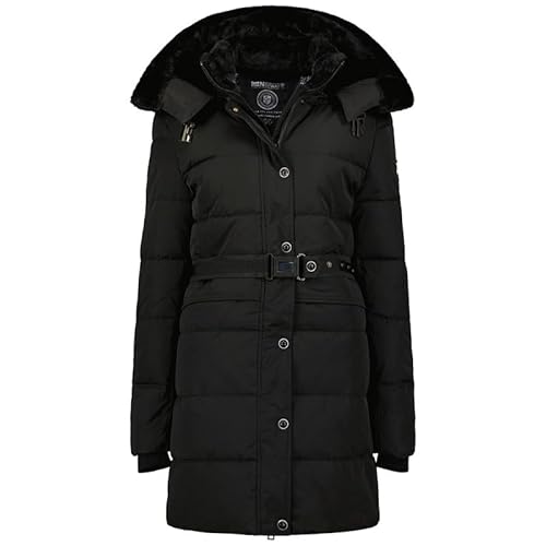 Geographical Norway Bettino Lady - Winterjacke Damen Warme Steppung Mann Herbst Winter - Warme Manteljacke leicht Kapuze - Daunenjacke Windstopper Langarm Polsterung - Frauen (Schwarz XXL) von Geographical Norway