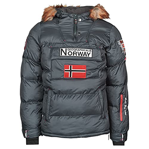 Geographical Norway Bilboquet Herren Parka, warm, wasserdicht – dicker Mantel mit Kapuze, Pelz Outdoor – warme Jacke, winddicht, Winter, Außenjacke für Männer (Dunkelgrau XXL) von Geographical Norway