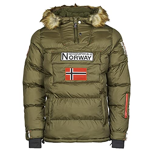 Geographical Norway Bilboquet Herren Parka, warm, wasserdicht – dicker Mantel mit Kapuze, Pelz Outdoor – warme Jacke, winddicht, Winter, Außenjacke für Männer (Khaki XL) von Geographical Norway