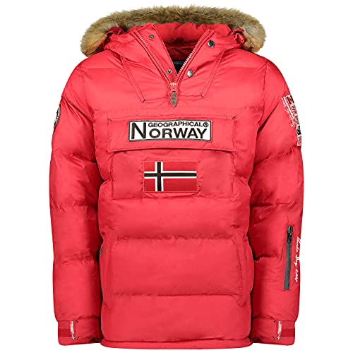 Geographical Norway Bilboquet Men - Parka Kopfpass Heiße Mann Herbst Bienenzüchter - Wasserabweisender Mantel Kapuze Pelz - Windjacke Windjacke Ideal Geschenk (Rot S) von Geographical Norway