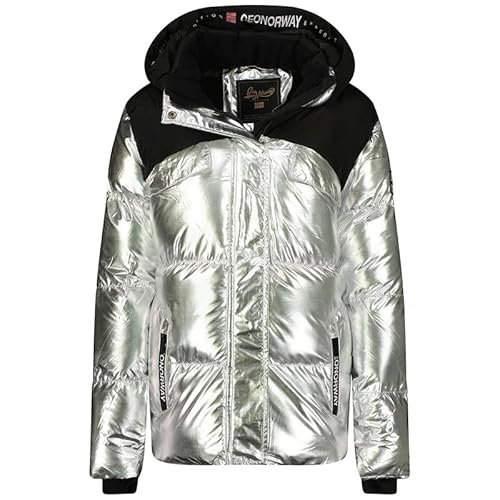 Geographical Norway Bilkiss Lady - Winterjacke Damen Warme Steppung Mann Herbst Winter - Warme Manteljacke leicht Kapuze - Daunenjacke Windstopper Langarm Polsterung - Frauen (Silber XL) von Geographical Norway