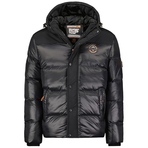 Geographical Norway Binael Men - Winterjacke Herren Warme Steppung Mann Herbst Winter - Warme Manteljacke leicht Kapuze - Daunenjacke Windstopper Langarm Polsterung - Männer (Schwarz L) von Geographical Norway