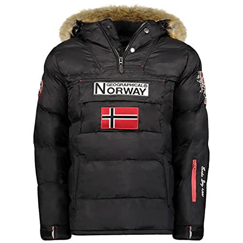 Geographical Norway Bilboquet Men - Parka Kopfpass Heiße Mann Herbst Bienenzüchter - Wasserabweisender Mantel Kapuze Pelz - Windjacke Windjacke Ideal Geschenk (Schwarz XL) von Geographical Norway