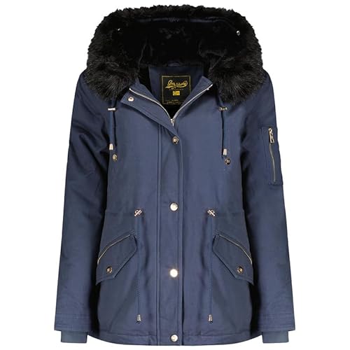 Geographical Norway Boldina Lady - Winterjacke Damen Warme Steppung Mann Herbst Winter - Warme Manteljacke leicht Kapuze - Daunenjacke Windstopper Langarm Polsterung - Frauen (Marineblau L) von Geographical Norway