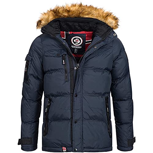 Geographical Norway Bonap Men - Herren Daunenjacke Steppjacke Winter Herbst - Warm Gefütterter Mantel - Windjacke Langen Ärmeln - Ideal Dekontrakt Geschenk Männer (Marine L) von Geographical Norway
