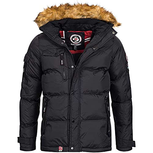 Geographical Norway Bonap Men - Herren Daunenjacke Steppjacke Winter Herbst - Warm Gefütterter Mantel - Windjacke Langen Ärmeln - Ideal Dekontrakt Geschenk Männer (Schwarz S) von Geographical Norway