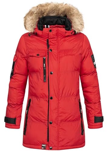 Geographical Norway Bonapart Lady - Winterjacke Damen Warme Steppung Mann Herbst Winter - Warme Manteljacke leicht Kapuze - Daunenjacke Windstopper Langarm Polsterung - Frauen (Rot L) von Geographical Norway