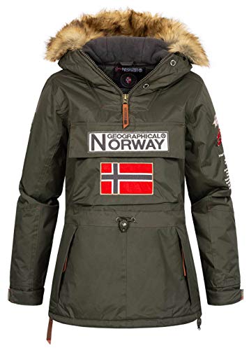 Geographical Norway Bridget Lady - Damen Warmer Wasserdichter Parka - Dicker Kapuzenmantel Outdoor - Warme Winter Windbreaker Jacke - Outdoor Futter Jacke Frauen Khaki XXL von Geographical Norway