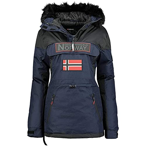 Geographical Norway Bruna Lady – Damen-Parka Warm Wasserdicht – Dicke Kapuze Outdoor – warme Windjacke Winter – Außenjacke Damen (Marineblau, XXL) von Geographical Norway