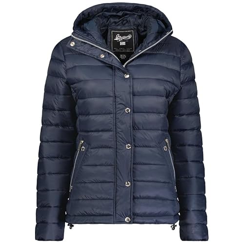 Geographical Norway Bubulle Lady - Winterjacke Damen Warme Steppung Mann Herbst Winter - Warme Manteljacke leicht Kapuze - Daunenjacke Windstopper Langarm Polsterung - Frauen (Marineblau XL) von Geographical Norway