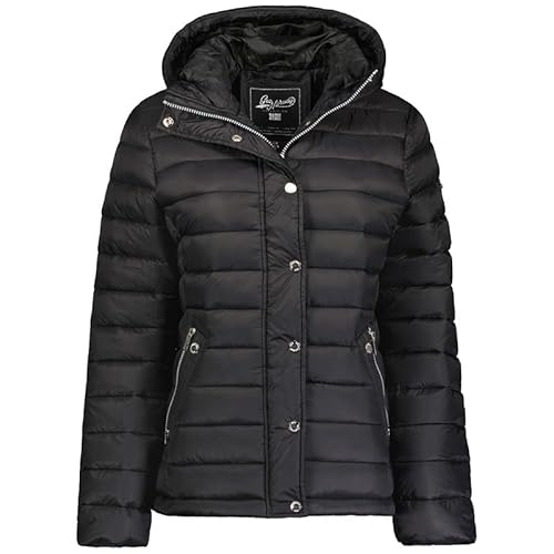 Geographical Norway Bubulle Lady - Winterjacke Damen Warme Steppung Mann Herbst Winter - Warme Manteljacke leicht Kapuze - Daunenjacke Windstopper Langarm Polsterung - Frauen (Schwarz L) von Geographical Norway