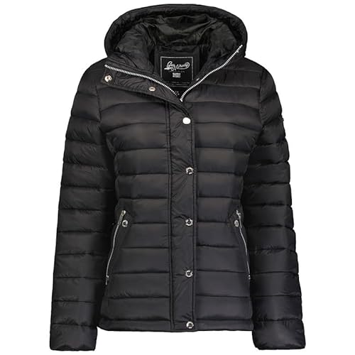 Geographical Norway Bubulle Lady - Winterjacke Damen Warme Steppung Mann Herbst Winter - Warme Manteljacke leicht Kapuze - Daunenjacke Windstopper Langarm Polsterung - Frauen (Schwarz M) von Geographical Norway