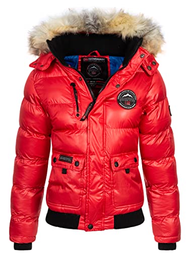 Geographical Norway Bugs Lady - Winterjacke Damen Warme Steppung Mann Herbst Winter - Warme Manteljacke leicht Kapuze - Daunenjacke Windstopper Langarm Polsterung - Frauen (Rot L) von Geographical Norway