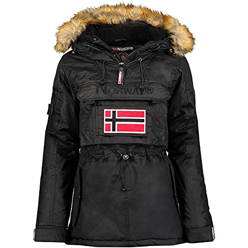 Geographical Norway Bulle Lady - Kopfpass Heiße Frau Herbst Bienenzüchter - Pelzmantel Kapuze - Parka Jacke Windschnitt Kurze Daunenjacke - Ski Fraus (Schwarz M-Größe 2) von Geographical Norway